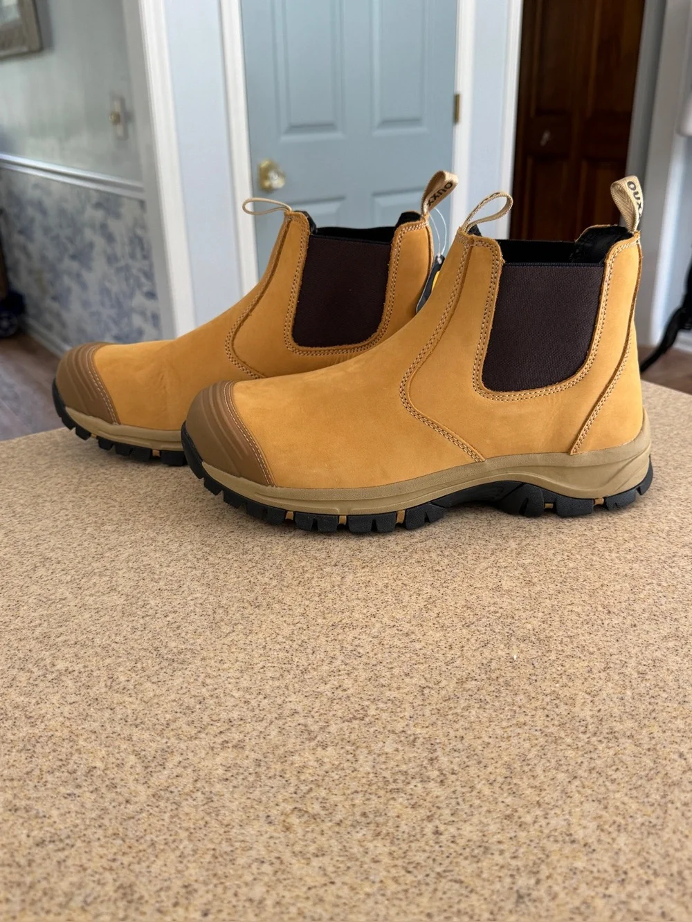 Ouxx Men’s Steel Toe Oil Slip Resistant Pull On Work Boots 11.5 Chelsea Nubuck